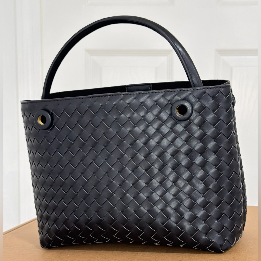 Black woven bag with handle